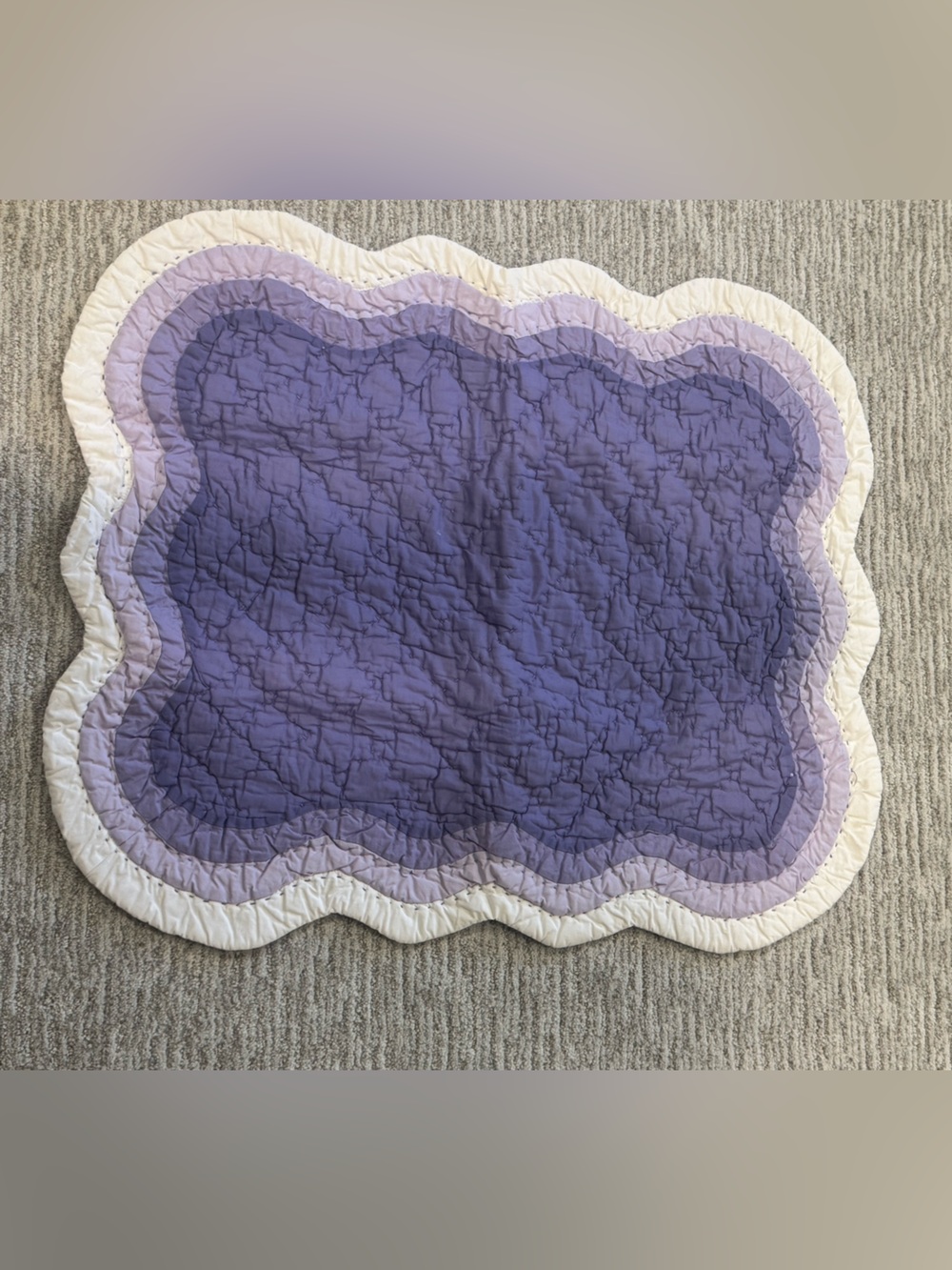 Pottery Barn Kids Lavender and Cream Scalloped Quilted Pillow Sham